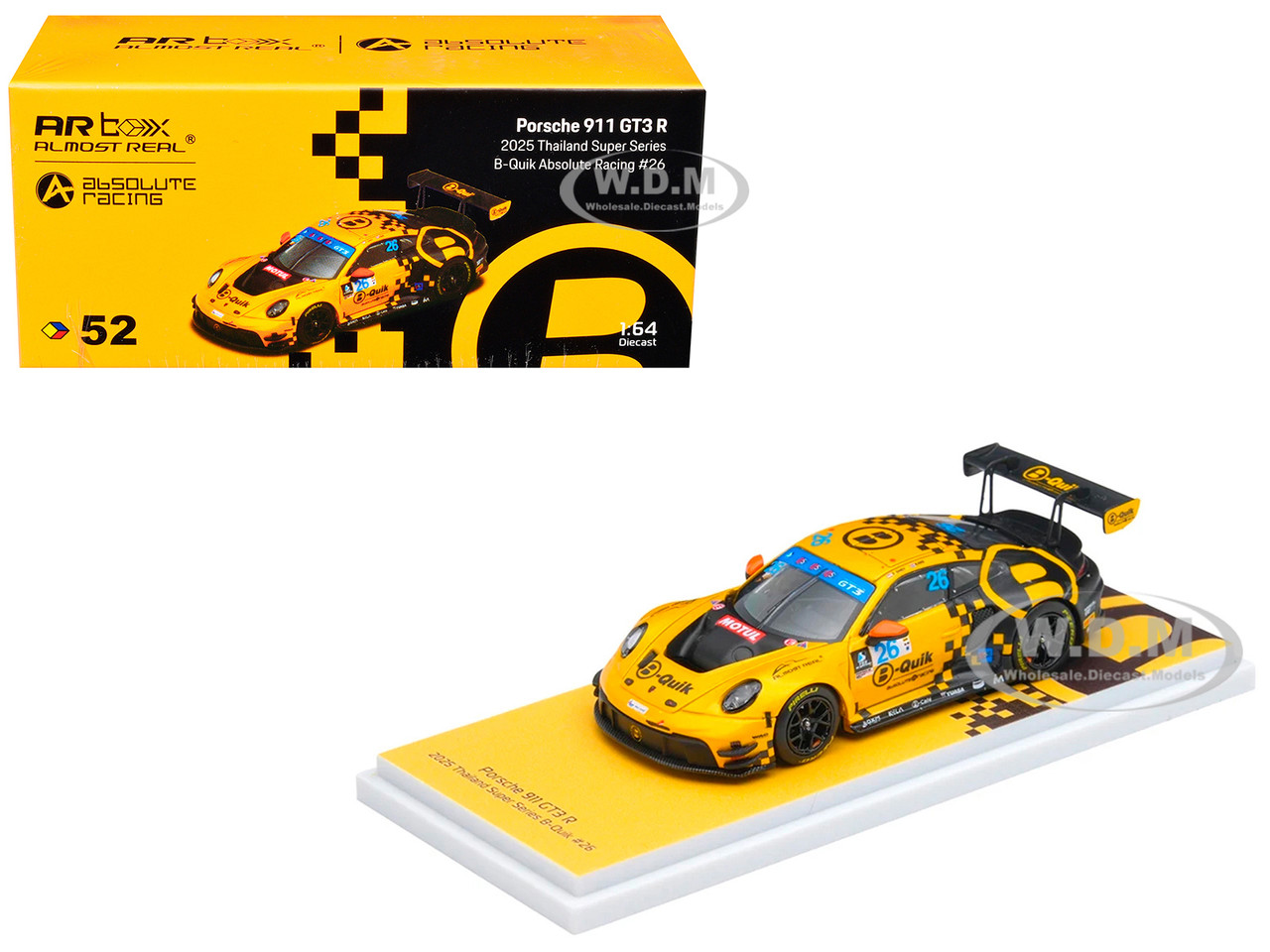 Porsche 911 GT3 R (992) #26 Henk Kiks - Sandy Stuvik "B-Quik Absolute Racing" "Thailand Super Series" (2025) 1/64 Diecast Model Car by Almost Real