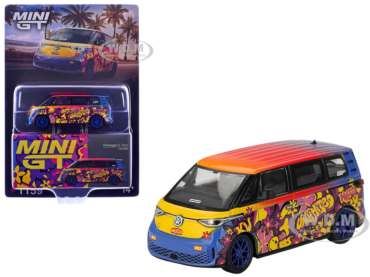 Volkswagen ID.Buzz Van "KW/BBS" Floral Graffiti Livery Limited Edition 1/64 Diecast Model Car by Mini GT