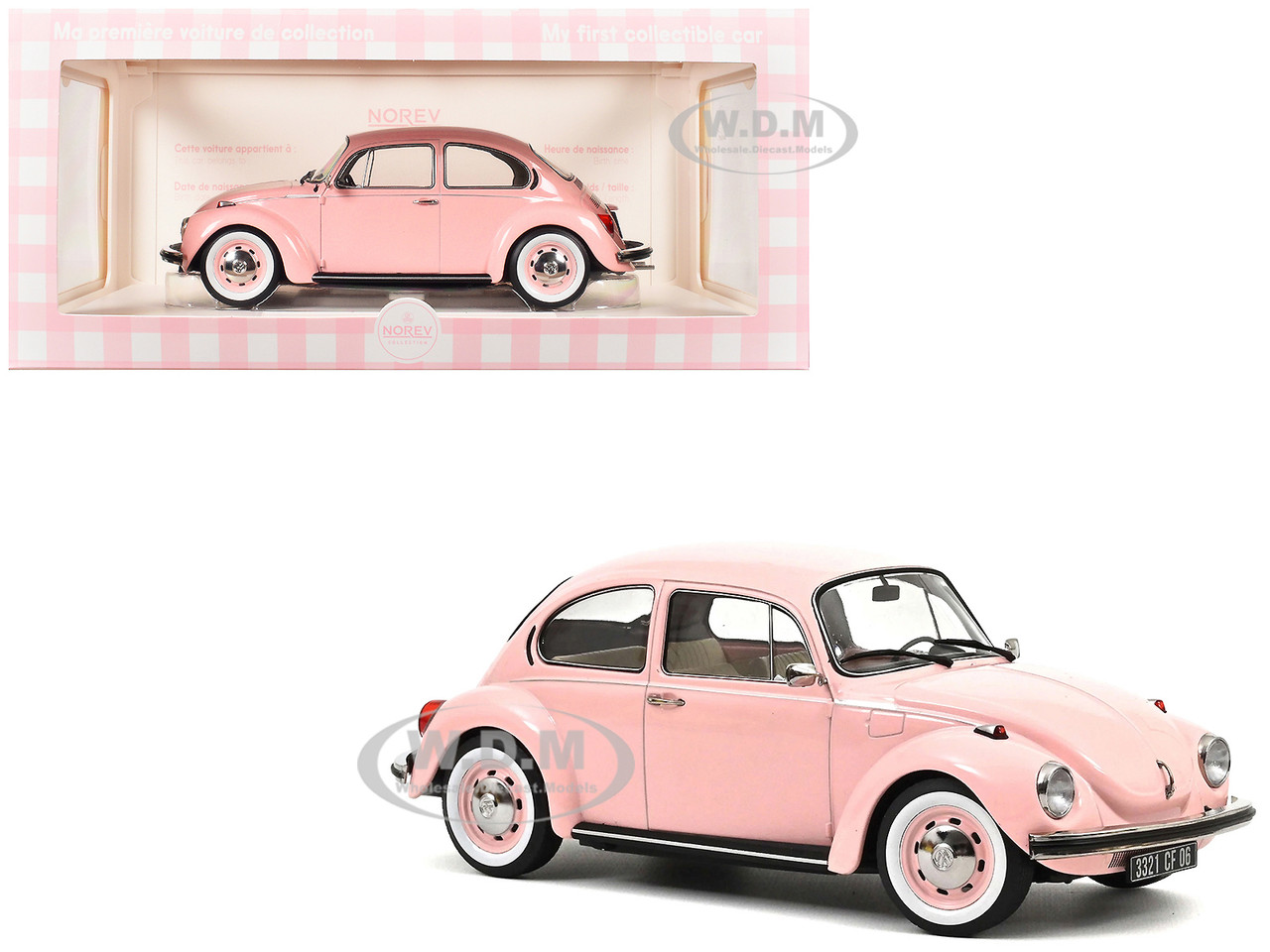 1973 Volkswagen 1303 Beetle Pastel Pink "New Baby Gift" 1/18 Diecast Model Car by Norev