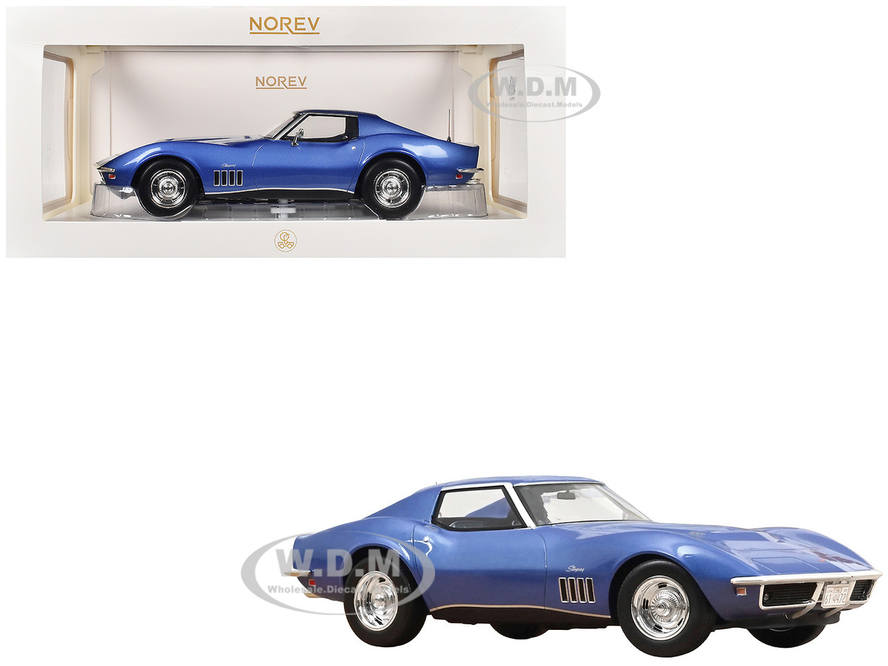 1969 Chevrolet Corvette Coupe Le Mans Blue Metallic with Blue Interior 1/18 Diecast Model Car by Norev