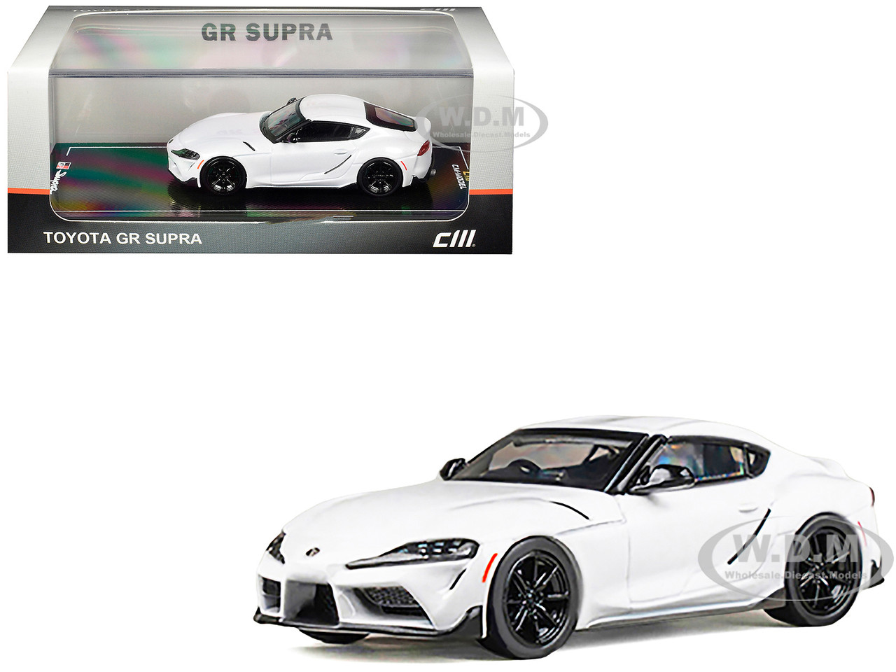 Toyota GR Supra RHD (Right Hand Drive) White Metallic 1/64 Diecast Model Car by CM Model