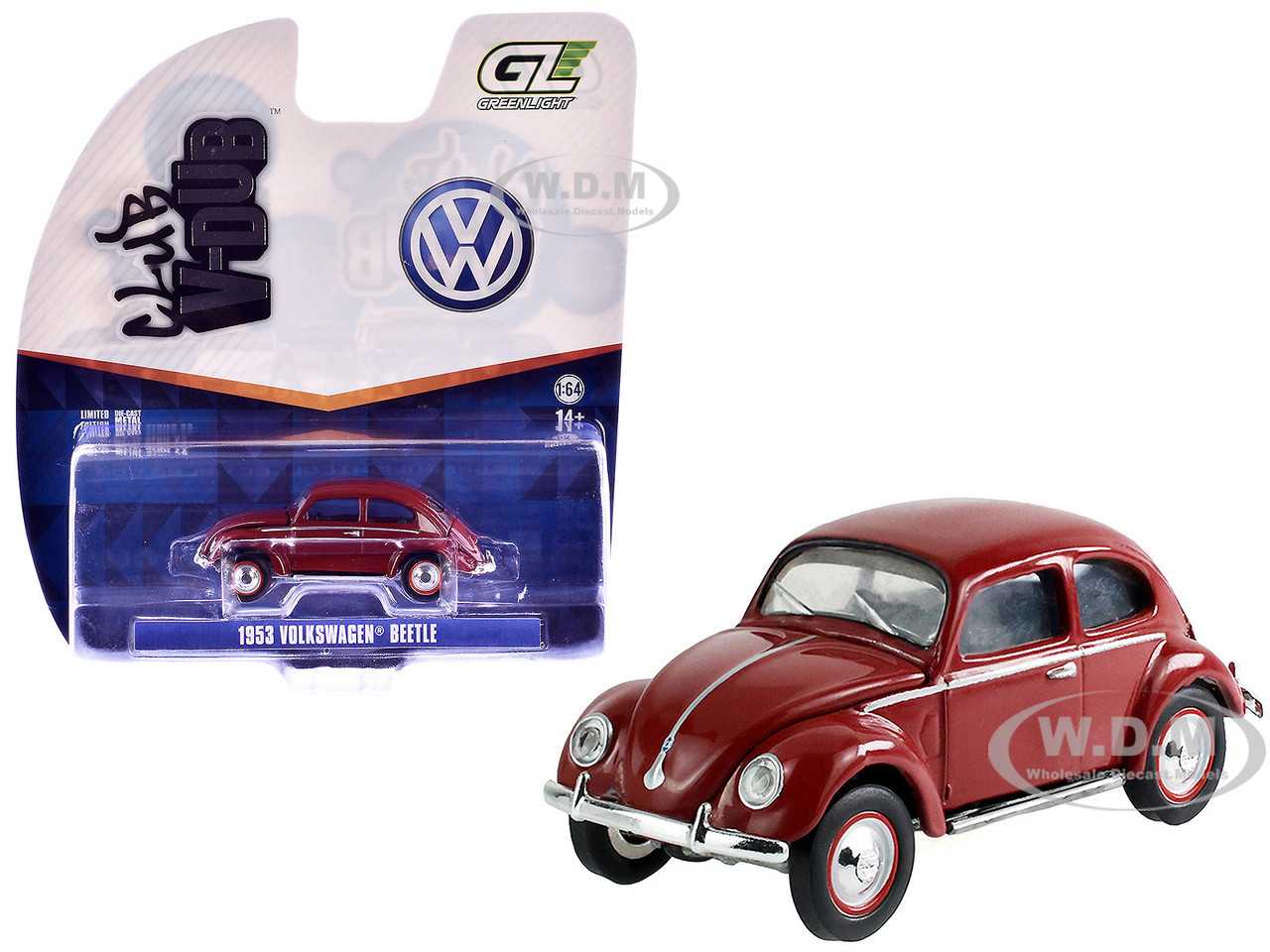 1953 Volkswagen Beetle Split Rear Window Dark Red "Club Vee-Dub" Series 22 1/64 Diecast Model Car by Greenlight