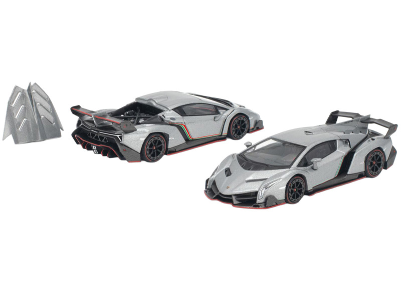 Lamborghini Veneno Grigio Metalluro 1/64 Diecast Model Car by Pop Race