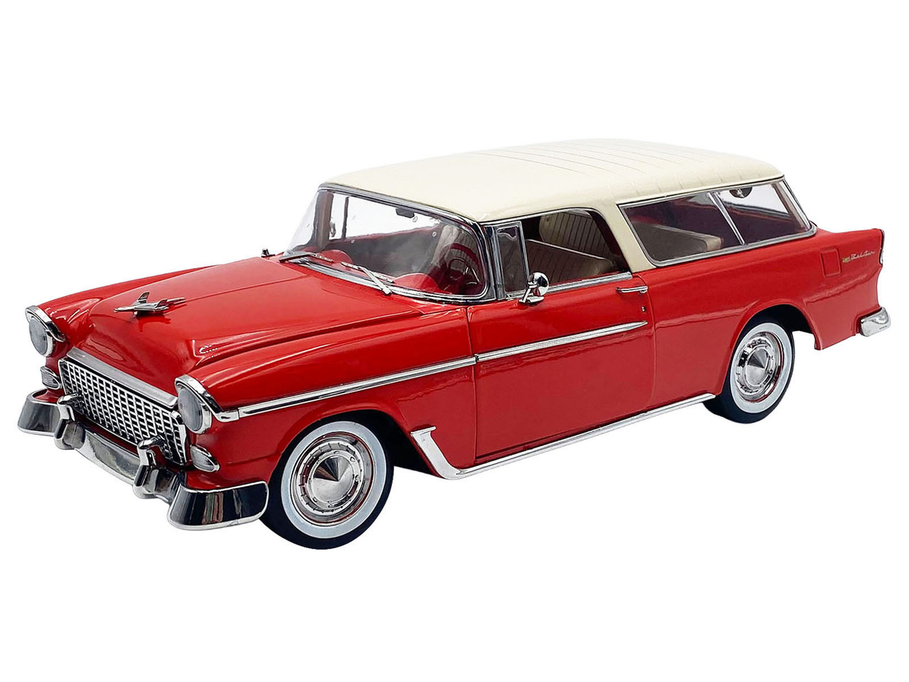 1955 Chevrolet Bel Air Nomad Red with Cream Top Limited Edition to 958 pieces Worldwide 1/18 Diecast Model Car by ACME