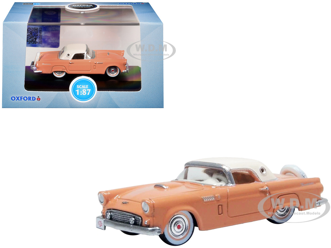 1956 Ford Thunderbird Buckskin Tan with Cream Top 1/87 (HO) Scale Diecast Model Car by Oxford Diecast