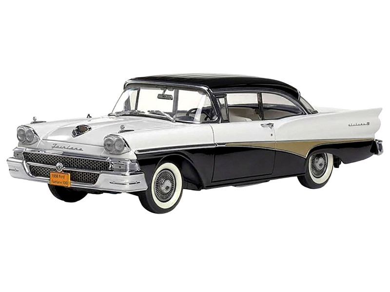 1958 Ford Fairlane 500 Hard Top White and Raven Black Platinum