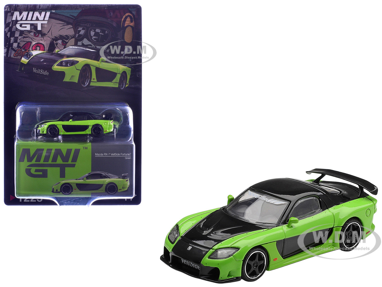 Mazda RX-7 VeilSide Fortune7 Green and Black Limited Edition 1/64 Diecast Model Car by Mini GT