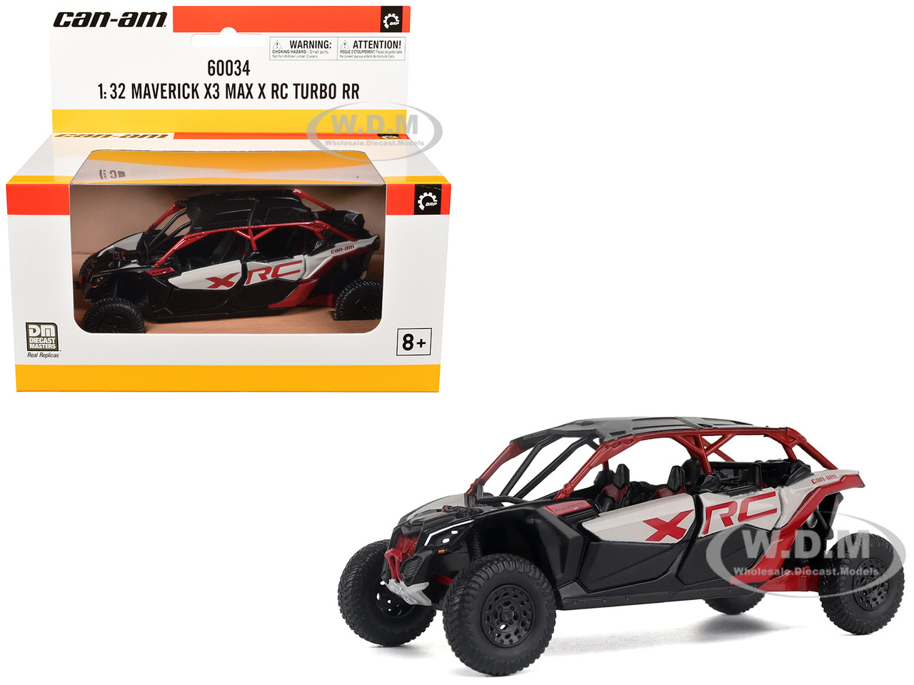 Can-Am Maverick X3 MAX X RC Turbo RR Gray and Red 1/32 Diecast Model by BRP Models