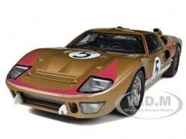 1966 Ford GT-40 MK II RHD (Right hand Drive) #5 Gold 24H of Le Mans 1/18 Diecast Model Car by Shelby Collectibles