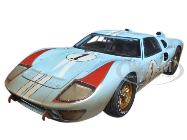 1966 Ford GT-40 MK II #1 Light Blue Miles - Hulme Le Mans (Dirty Version) 1/18 Diecast Model Car by Shelby Collectibles