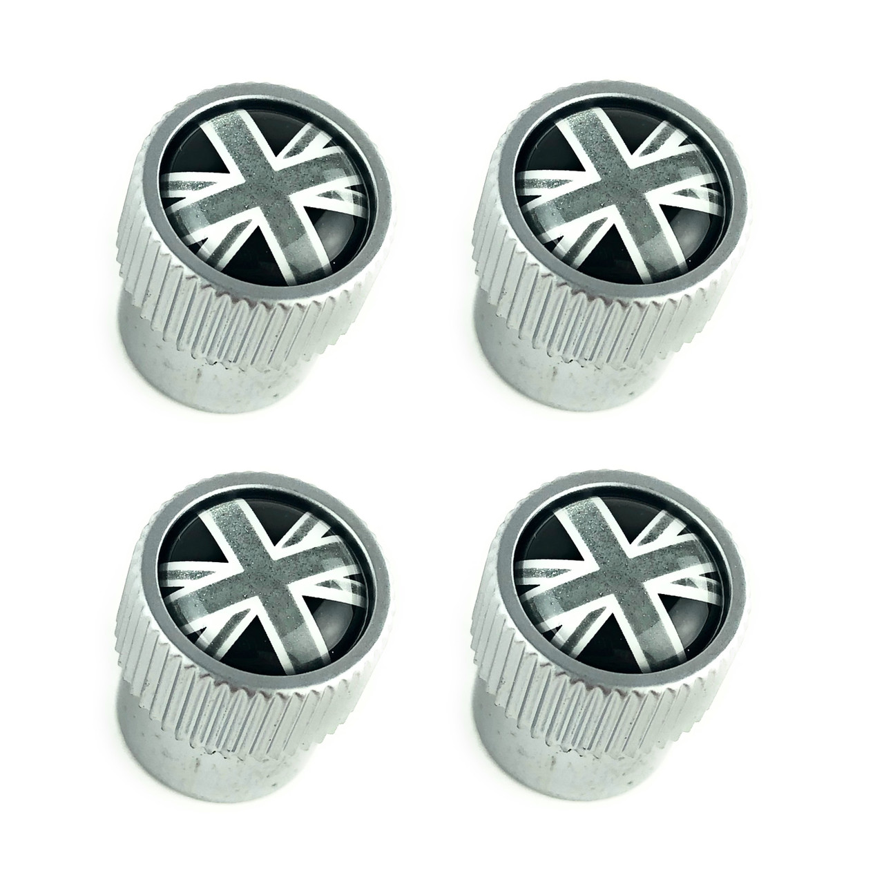 Black + Silver Union Jack Valve Stem Caps - VPLRW0153