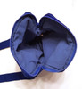 Blue shoulder bag open from top