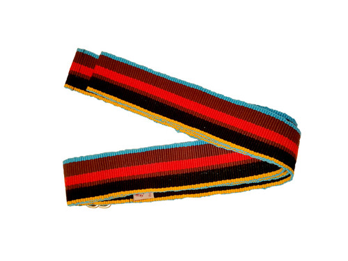 Guatemala Hand Woven Men's Canvas Belt | Black Embroidery on Brown, 35