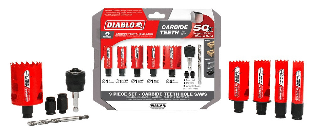 DHS09SGPCT Diablo 9pc TCT GP Holesaw Set