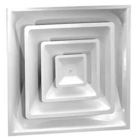 AirMate 1300-INS 24x24 08" Collar T-Bar 3 Cone Face Diffuser White R6 03970008CWR, Front View