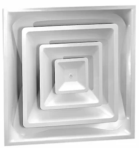 AirMate 1300-INS 24x24 14" Collar T-Bar 3 Cone Face Diffuser White R6 03970014CWR