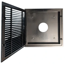 HaVACo HT-2x2-RTN-BK 2x2 Louver Lay-In Return Filter Grille Bulls-Eye Black Plastic filter door open view