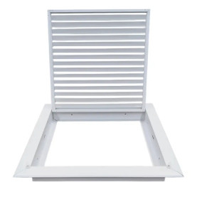 AirGuide RF-2FS 12x12 Return Air Filter Grille WHITE Screw Holes IN NECK of Unit NO Screw Holes in Face! filter hinge view
