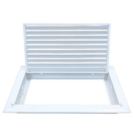 AirGuide RF-2FS 14x08 Return Air Filter Grille WHITE Screw Holes IN NECK of Unit NO Screw Holes in Face! Filter View