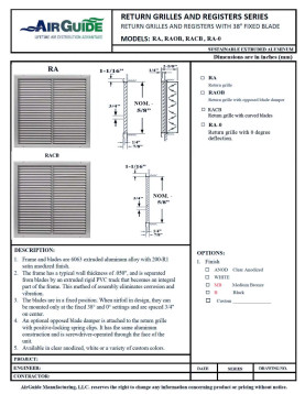 AirGuide RA 20x18 Return Air Grille WHITE Technical Document