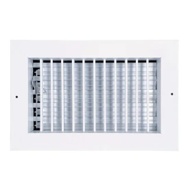 AirGuide VML-ME 10x06 Single Deflection Sidewall Register WHITE Front View