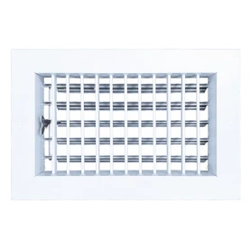 AirGuide VML-ME 10x06 Single Deflection Sidewall Register WHITE front View with damper open