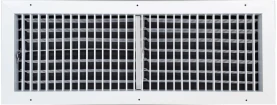 AirGuide VML-ME 24x08 Single Deflection Sidewall Register WHITE Front View with damper open