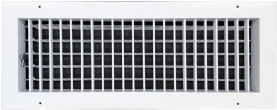 AirGuide VML-ME 20x06 Single Deflection Sidewall Register WHITE Front View with damper open