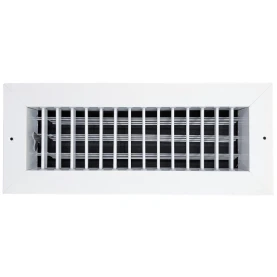 AirGuide VML-ME 12x04 Single Deflection Sidewall Register WHITE Front View with damper open