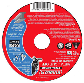 Diablo Tools DBDS45045101F Steel Demon 4-1/2 in. Type 1 Metal Cut-Off Disc