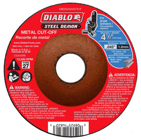 Diablo Tools DBDS45045701F Steel Demon 4-1/2 in. Type 27 Metal Cut-Off Disc