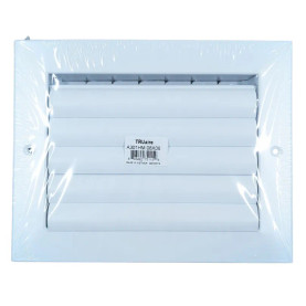 Truaire 8" x 6", 1" Fin Spacing, a301HM Pristine White Powder Coated Aluminum, 1-Way, Surface Mount, Adjustable Curved Blade, Horizontal, Ceiling, Sidewall, Supply Register with Multi-Shutter Damper