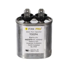 Titan PRO TOCF4 4 Mfd 440/370V Oval Capacitor front