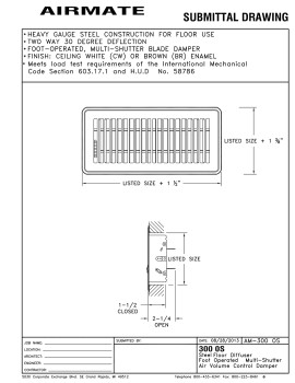 AirMate 300-OS 10x04 Brown Perimeter Floor Register 1401003BR Technical Document