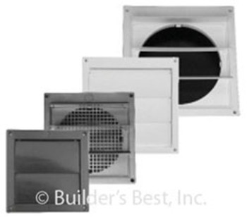 Builder's Best Louvered Plastic Vent Hood 06" without Tailpipe with Snap-ON Ring WHITE 110838