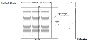 10" x 10", 1-Way, 1/2" Stamped Louver, Steel, Ceiling/Sidewall, White, Grille