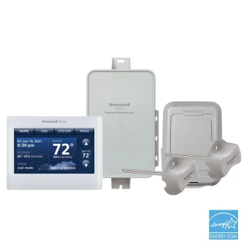 Honeywell Home Honeywell YTHx9421R5085WW Prestige 2-Wire IAQ Kit with high definition color touchscreen white front/white sides thermostat with RedLINK technology