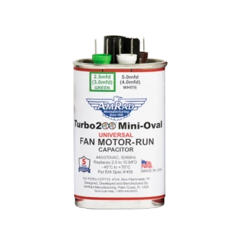 Amrad Amrad TurboMini Universal Motor Run Capacitor, 2.5 to 15 MFD, 370/440V, Oval