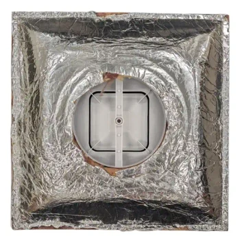 HaVACo HT-2x2-SPL10-IB 2'x2' Plastic 3 Cone Supply Lay-In 10" Boot with Insulated Back, back view with insulation