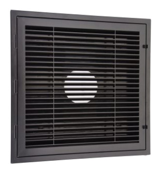 HaVACo HT-2x2-RTN-BK 2x2 Louver Lay-In Return Filter Grille Bulls-Eye Black Plastic Front View