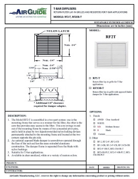 AirGuide Manufacturing, LLC AirGuide RF-2-T 24x24 T-Bar Return Air Filter Grille WHITE with Wide Flange Technical Document