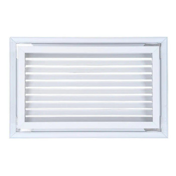 AirGuide RF-2FS 14x08 Return Air Filter Grille WHITE Screw Holes IN NECK of Unit NO Screw Holes in Face! Front View