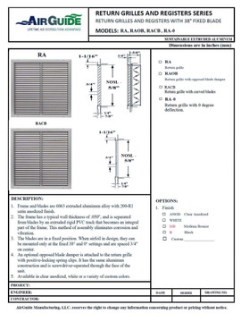 AirGuide Manufacturing, LLC AirGuide RA 08x04 Return Air Grille WHITE Technical Document