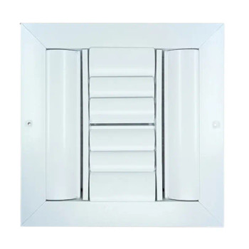 AirGuide Manufacturing CBML-4ME 12x12 4-Way Curved Blade Ceiling Register WHITE Front View