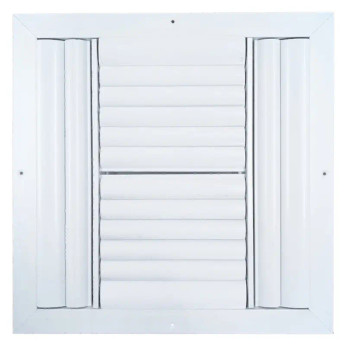 AirGuide Manufacturing CBML-4ME 14x14 4-Way Curved Blade Ceiling Register WHITE Front