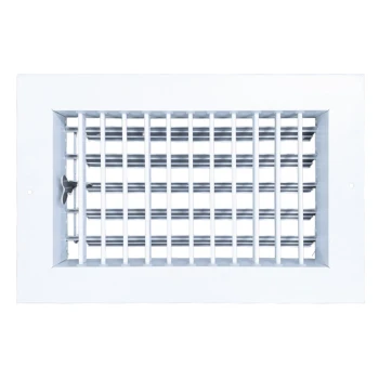 AirGuide VML-ME 10x06 Single Deflection Sidewall Register WHITE front View with damper open