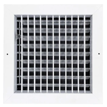 AirGuide VML-ME 10x10 Single Deflection Sidewall Register WHITE Front View with damper open