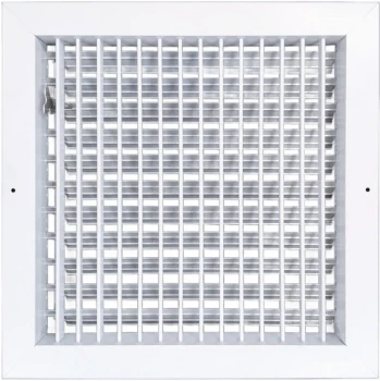 AirGuide VML-ME 12x12 Single Deflection Sidewall Register WHITE Front View with damper open