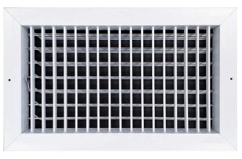 AirGuide VML-ME 14x08 Single Deflection Sidewall Register WHITE front view with damper open