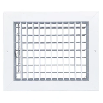 AirGuide VML-ME 10x08 Single Deflection Sidewall Register WHITE front with damper open view